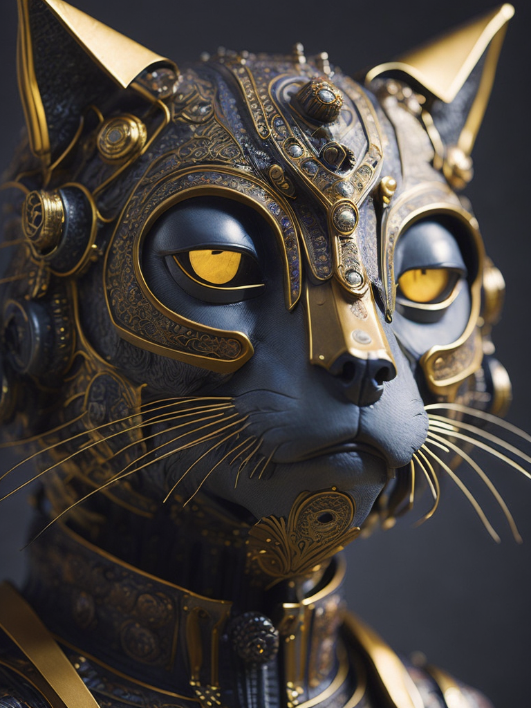 Masterpiece sculpture of an ornate bejeweled mechanical robot dog face, by annie swynnerton and diego rivera and nicholas roerich and jean delville, symbolist, dramatic lighting, god rays, elaborate geometric ornament, art brut, rich colors, smooth, sharp focus, extremely detailed, adolf wolfli and donato giancola