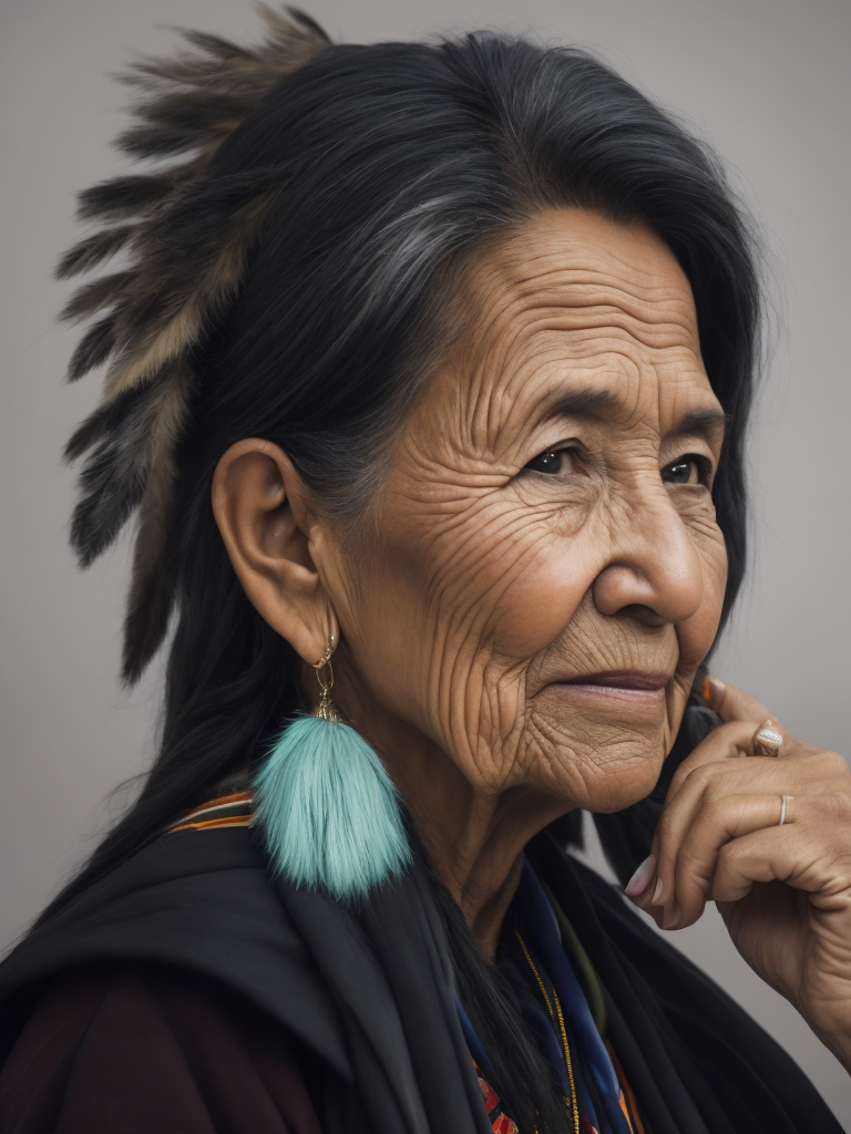 native american old woman in national dress