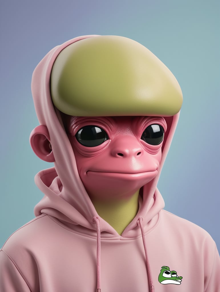 Pepe frog in a pink lukso hoodie