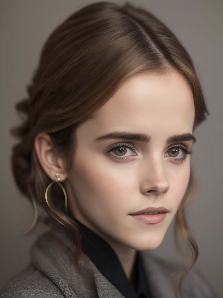 Portrait of Emma Watson, ultra realistic, Long hair, detailed background