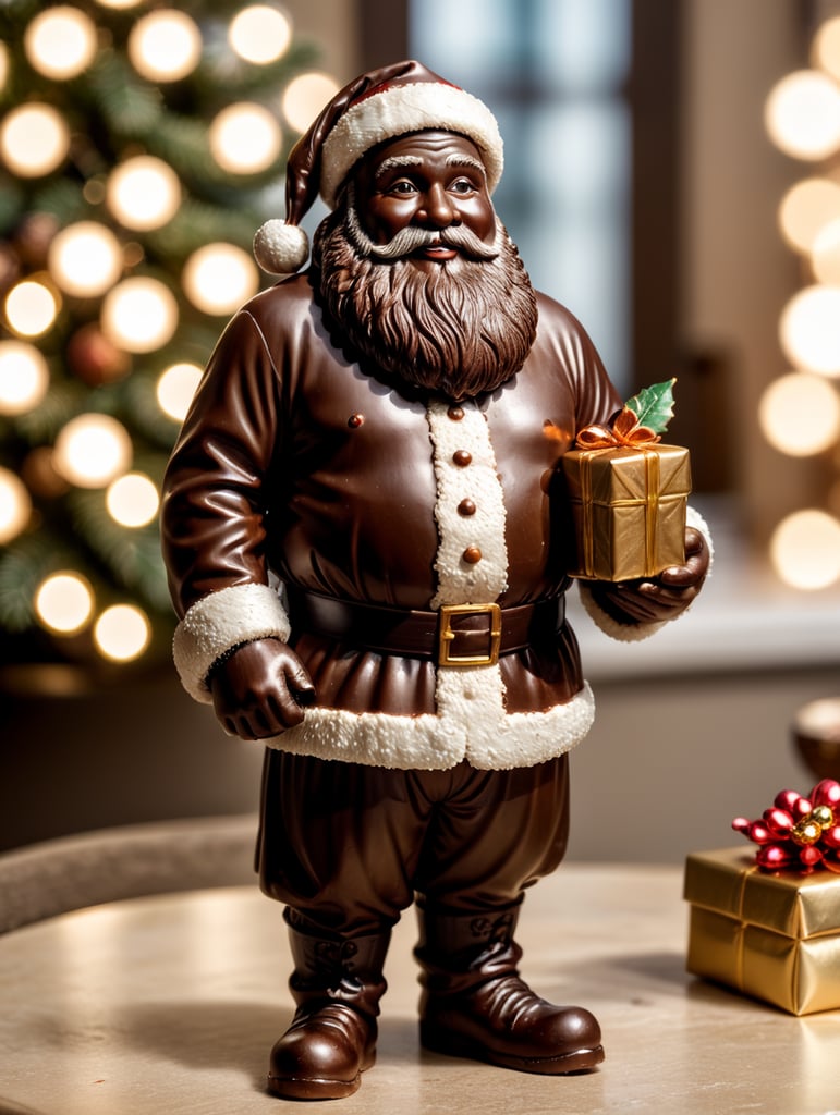 A chocolate Santa figure, made from milk chocolate