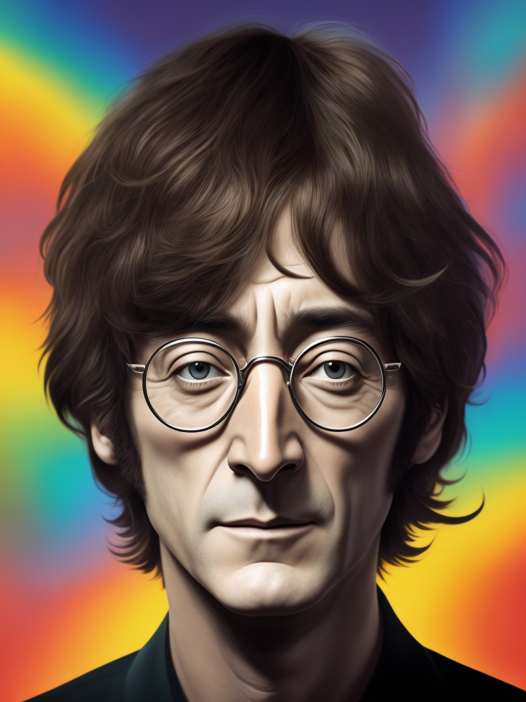 portrait of John Lennon, soft palette, trending on artstation, intelligence art creative interpretation digital art playful surrealism, 1964 multi colour lights glowing white space kodak film colour 35mm lens artistic interpretation