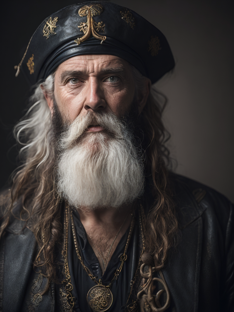 old pirate with octopus beard, dark scene, dark atmosphere, epic shot, sharp on details