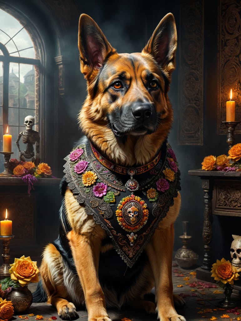 Day of the dead German shepherd