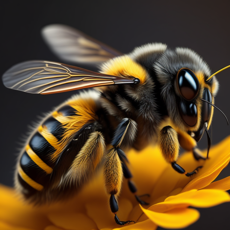 isolated bee with wings made of petals