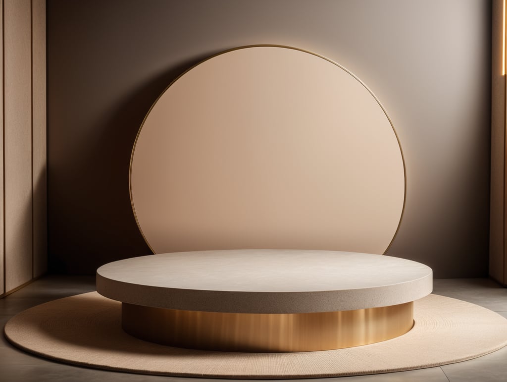 3d render of vector abstract background. Podium for show product. Blank scene showcase mockup with empty round stage.