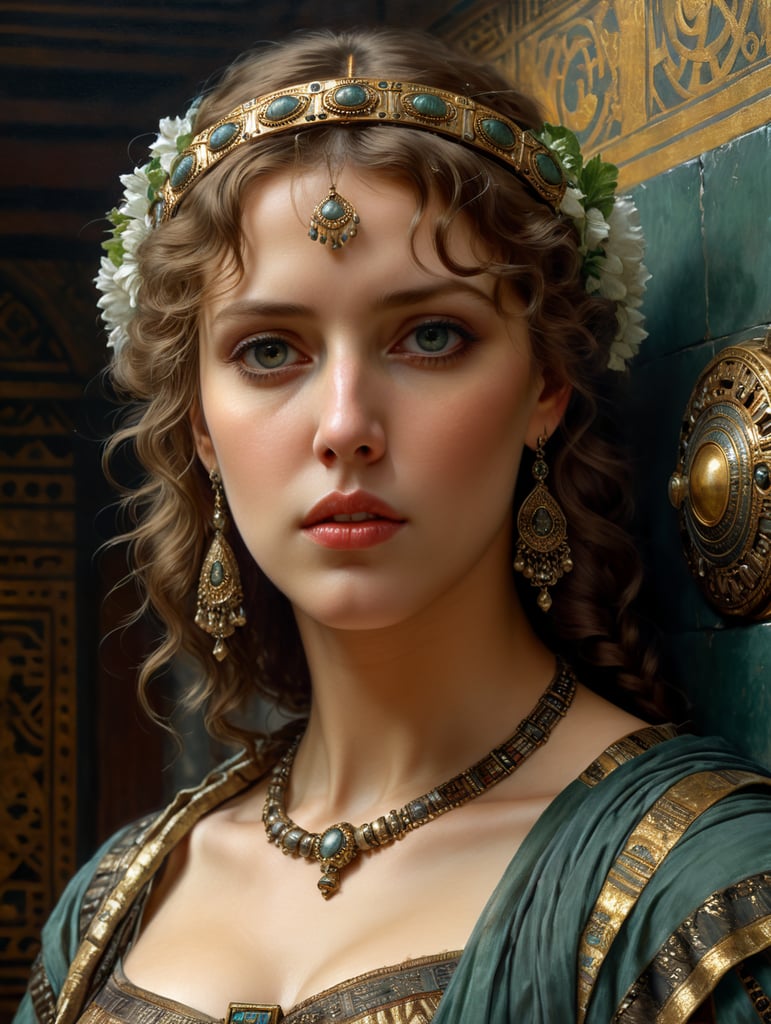 A beautiful painting by Sir Lawrence Alma Tadema, a portrait of a woman, masterpiece composition.