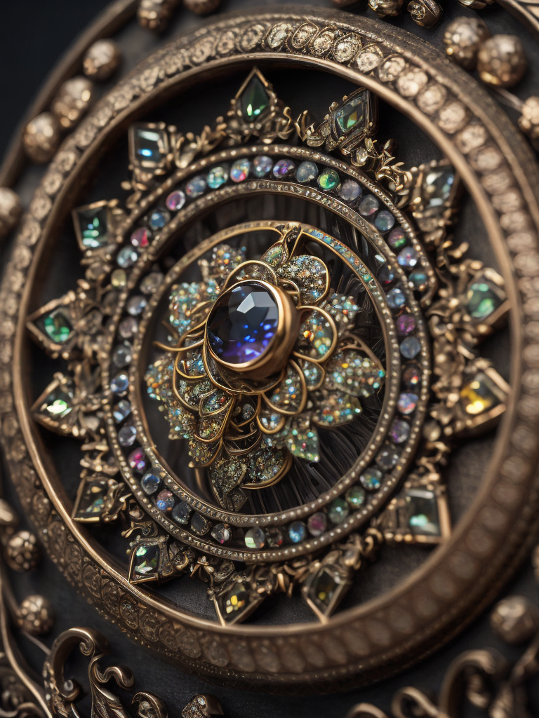 fractal jewelry clock with colourful gems