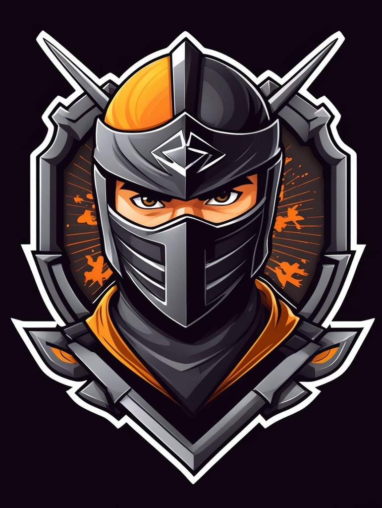 Ninja warrior mascot logo, black background, e-gaming, Gaming Logo, illustration, vector image