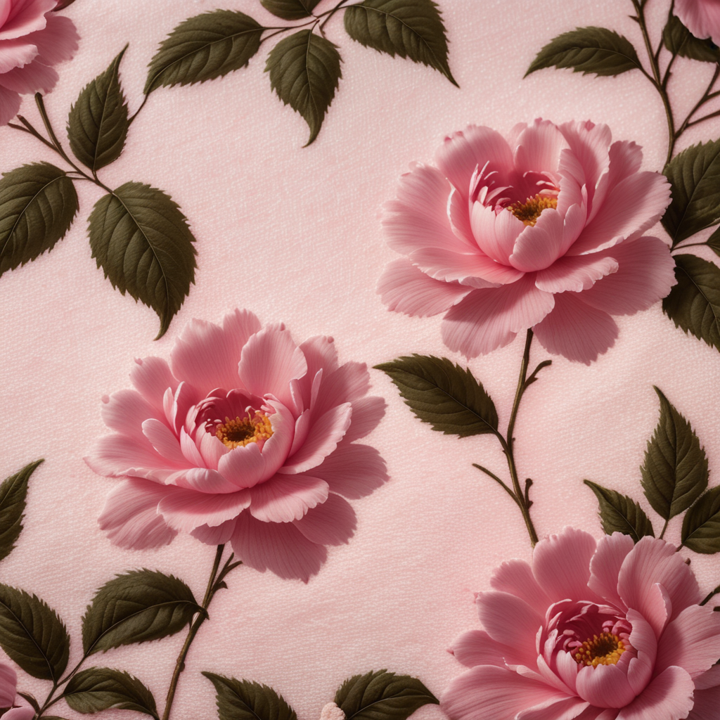 Create a Sherpa fabric texture with a floral pattern in baby pink color, giving it a fluffy and cozy feel.