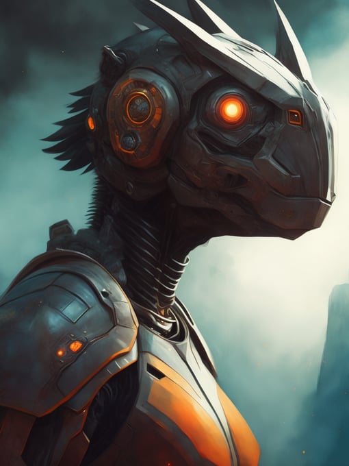 Portrait of a cybernetic black turtle, sunburst around head, deadly face with power armor, ultra realistic, intricate details, highly detailed, photorealistic, octane render, volumetric lighting.