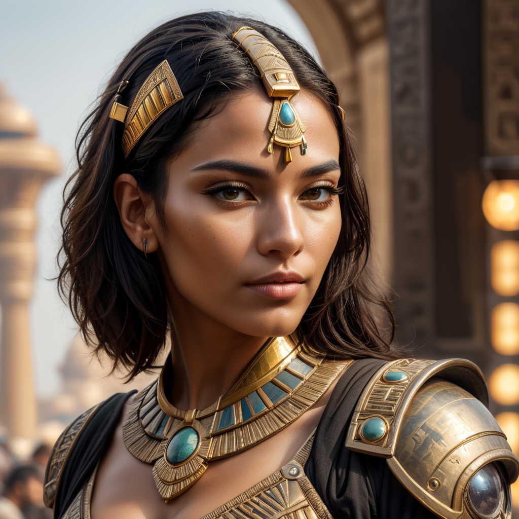 woman egypt pharaoh from the future cyber punk