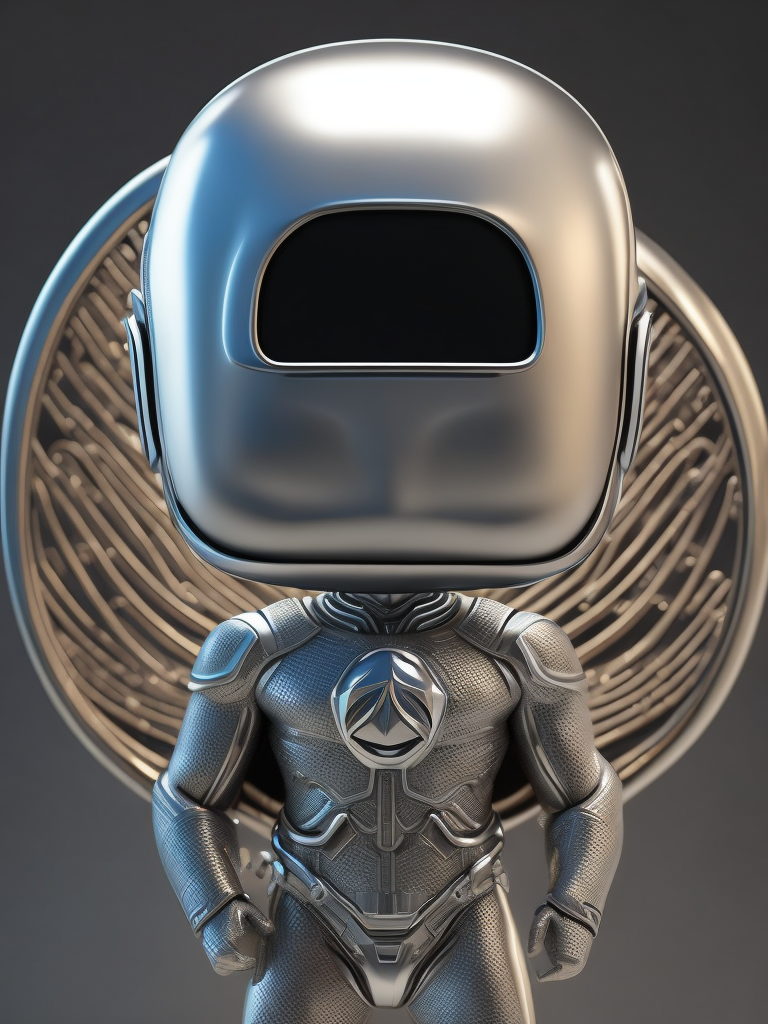 Intricate portrait of 3d render of funko pop of silver surfer, 8k, ultra realistic, whole wide shot