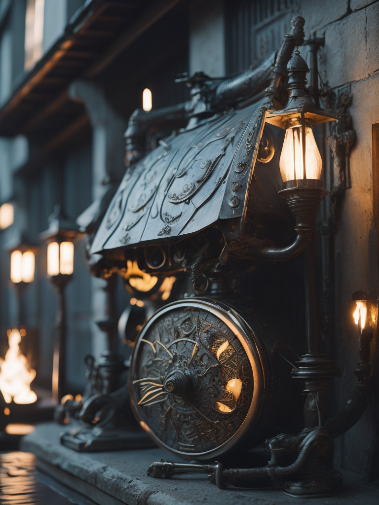 Close-up of Sampo which is a magical device or object described in many different ways that was constructed by the blacksmith Ilmarinen and that brought riches and good fortune to its holder in all its glory, shining with untold power, intricately detailed, cinematic lighting