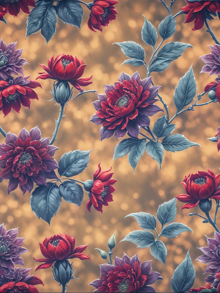 Fabric with printed graphics of red flowers