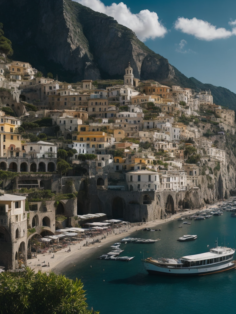 amalfi coast, Vibrant colors, High detail,