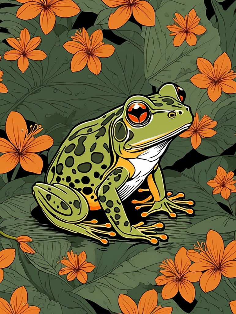 frog camouflage pattern, vector art, modern