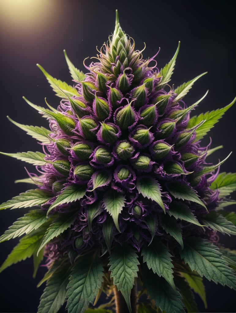 Highly detailed and beautiful cannabis flower purple