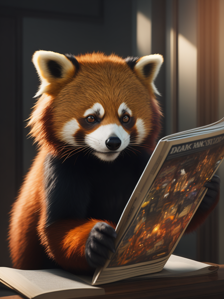 red panda reading a comic book