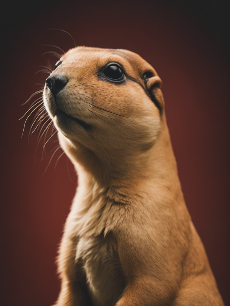 Prairie dog, portrait, simple background, red background, fat prairie dog, cute, animal, from side