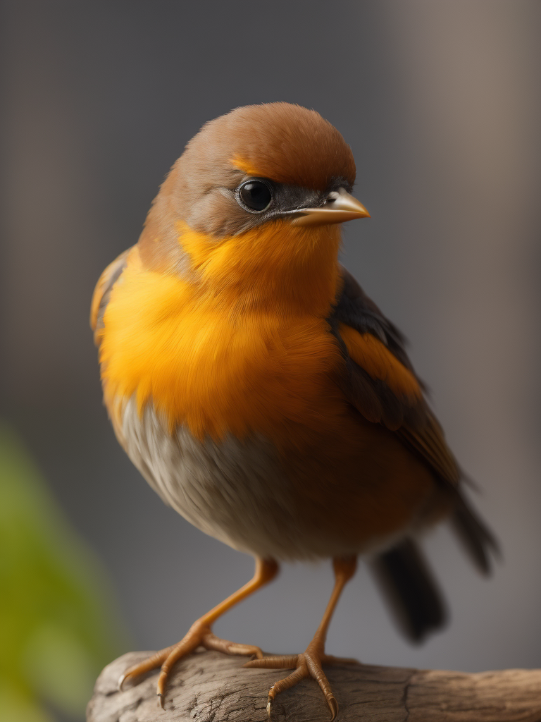 A tiny birdy,looking like a nightingale, just yellow and orange,about 2 cm long. It is standing on an inexfinger of a human hand
