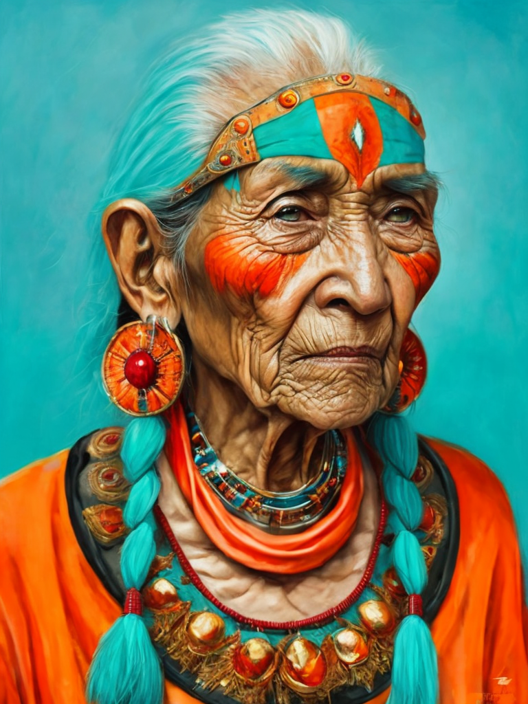 native american old woman in national dress