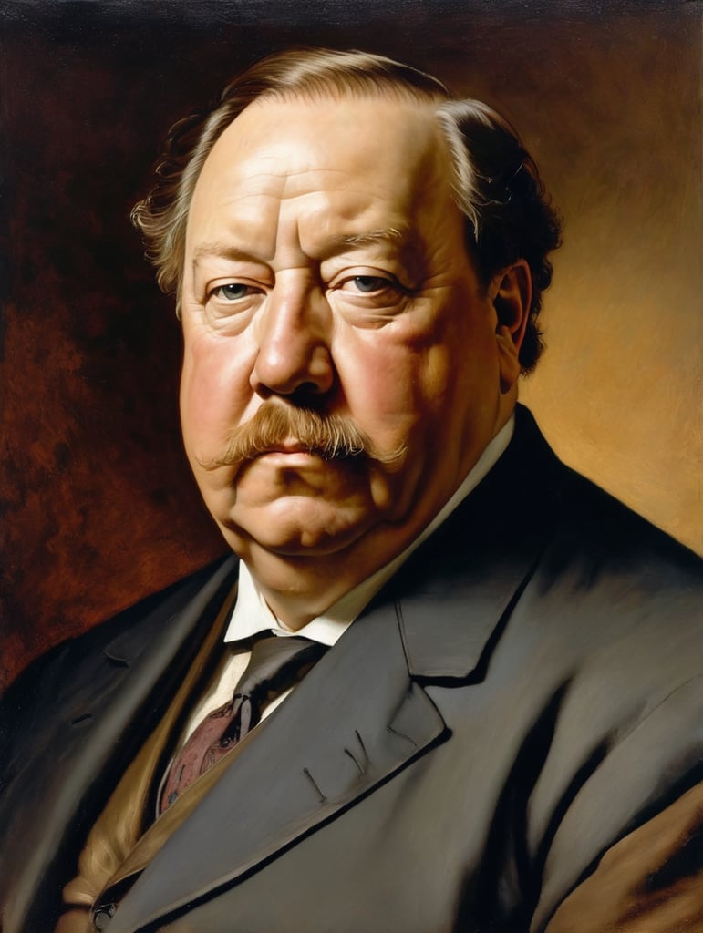 Portrait of William Howard Taft by Rembrandt Harmenszoon van Rijn, sad face, America, so sorry