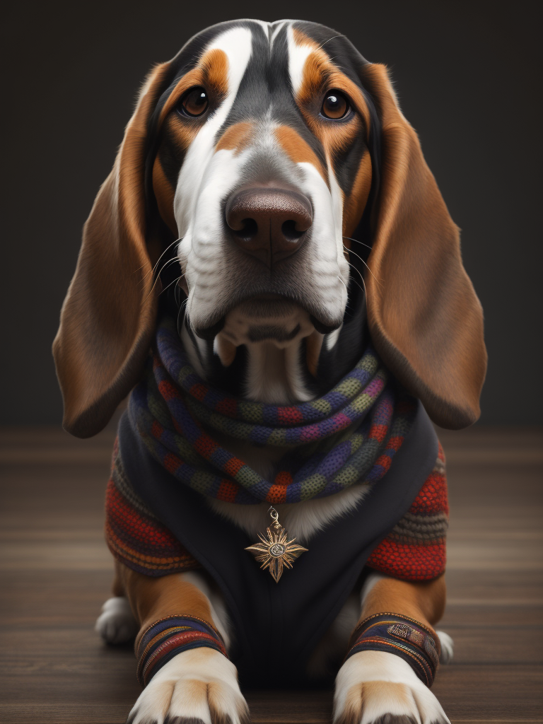 basset hound with a friendship bracelet