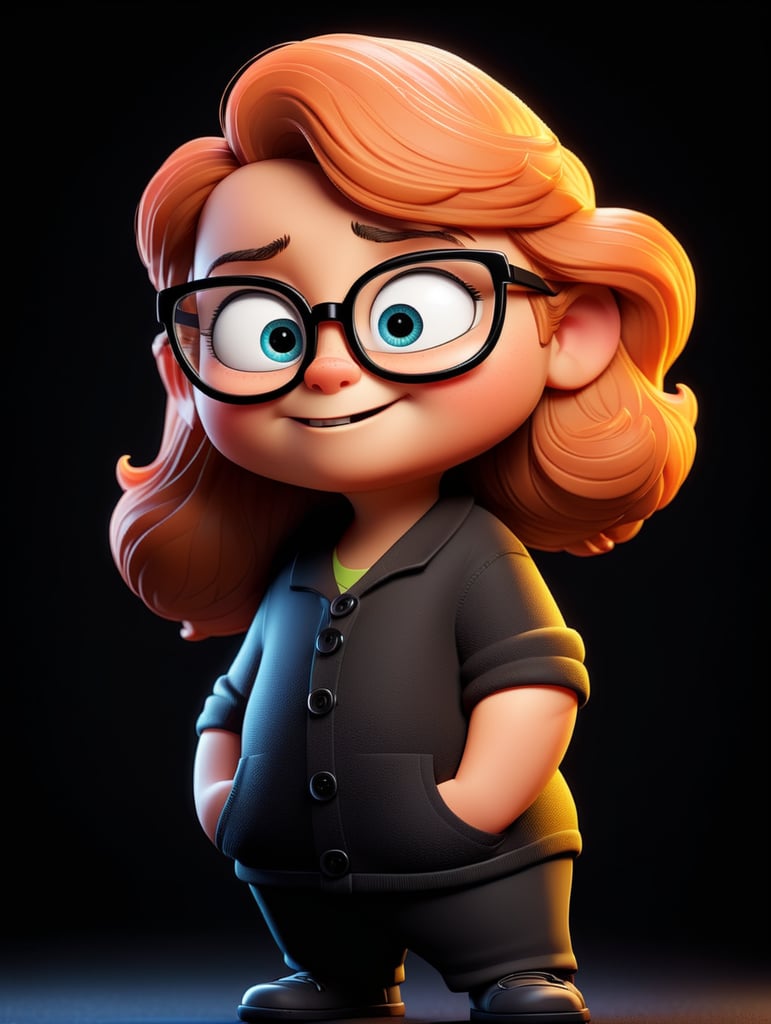 cartoon character with black glasses, cartoon, isolated, black background