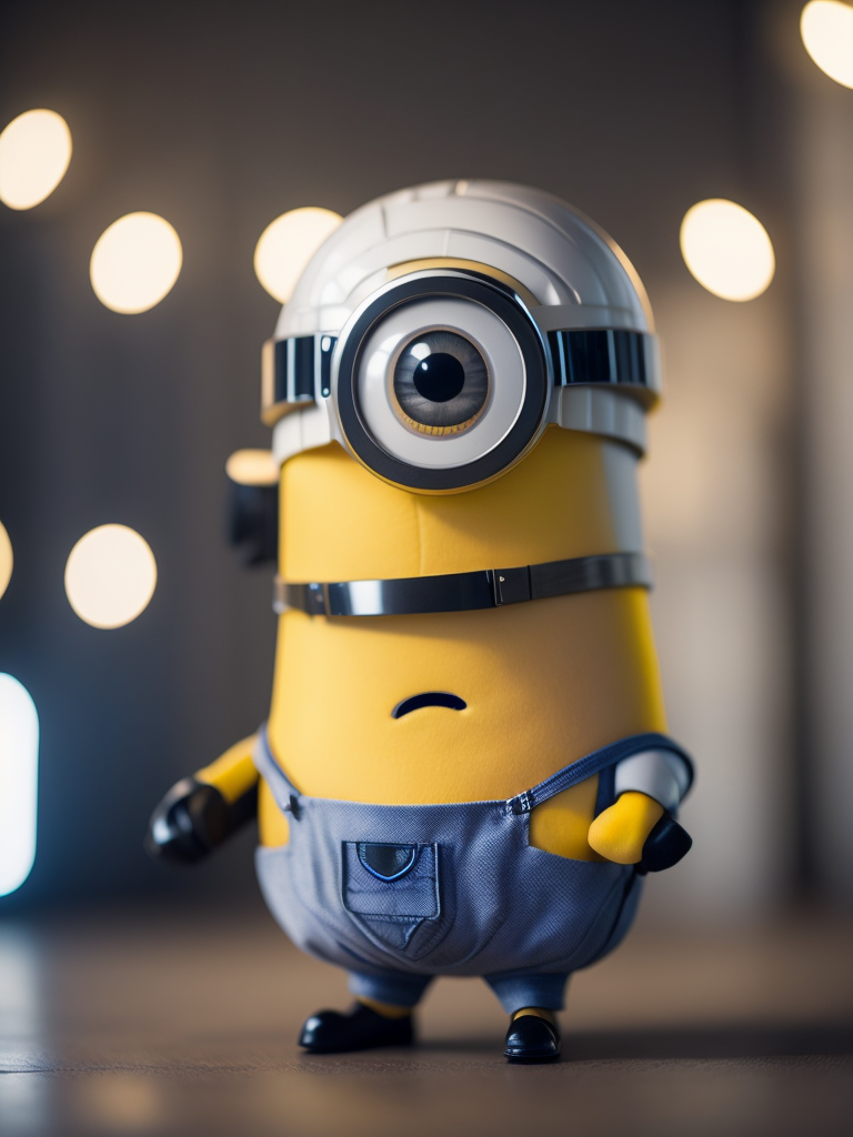 A minion wearing the clothes of a stormtrooper