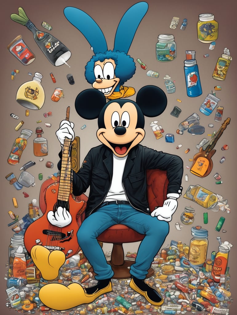 Gustavo Cerati as A cartoon character with drugs addiciton,such as Mickey Mouse, Bugs Bunny, or Homer Simpson