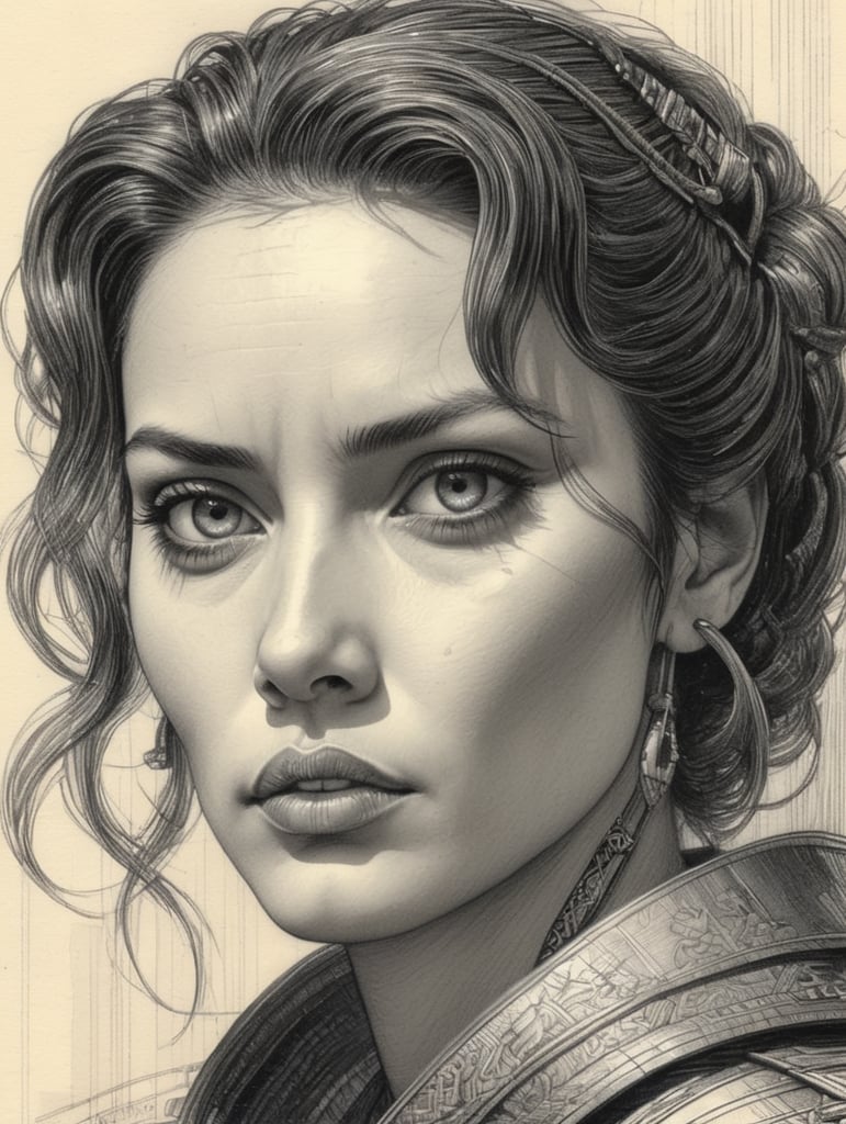 detailed vintage sketch art, Cross hatching, Strong facial expression, pencil art, in the style of Pascal Blanche