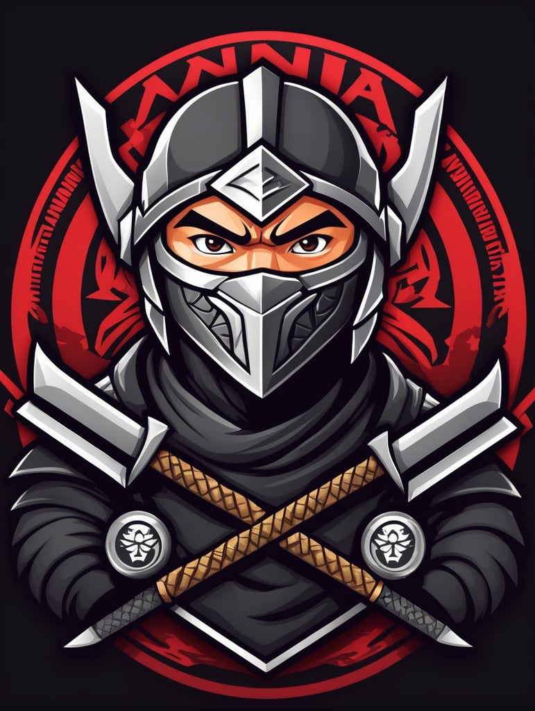 Ninja warrior mascot logo, black background, e-gaming, Gaming Logo, illustration, vector image