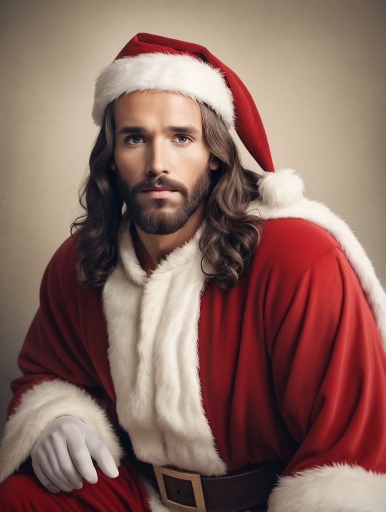 Jesus dressed as santa