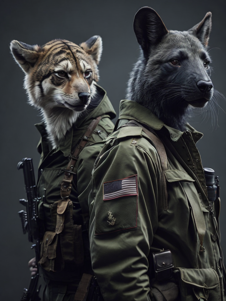 Wild animals in military cloths, wild animals in military, animals in military cloths