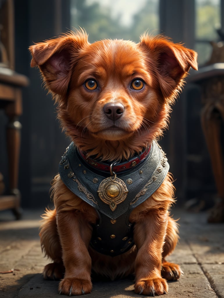 маленький повність рижий собака з нестоячими вухами