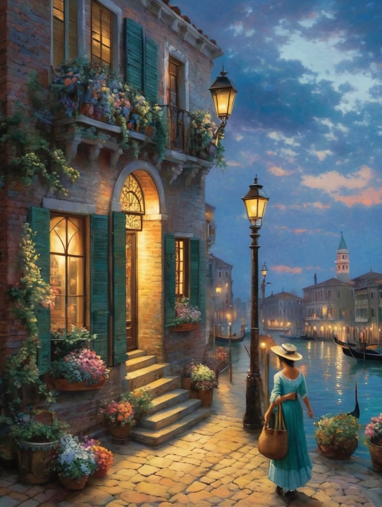 Venice folk art jigsaw Thomas kinkade style