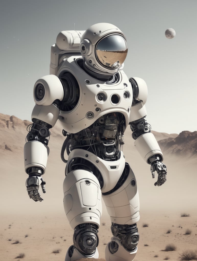 robotic astronaut in open space
