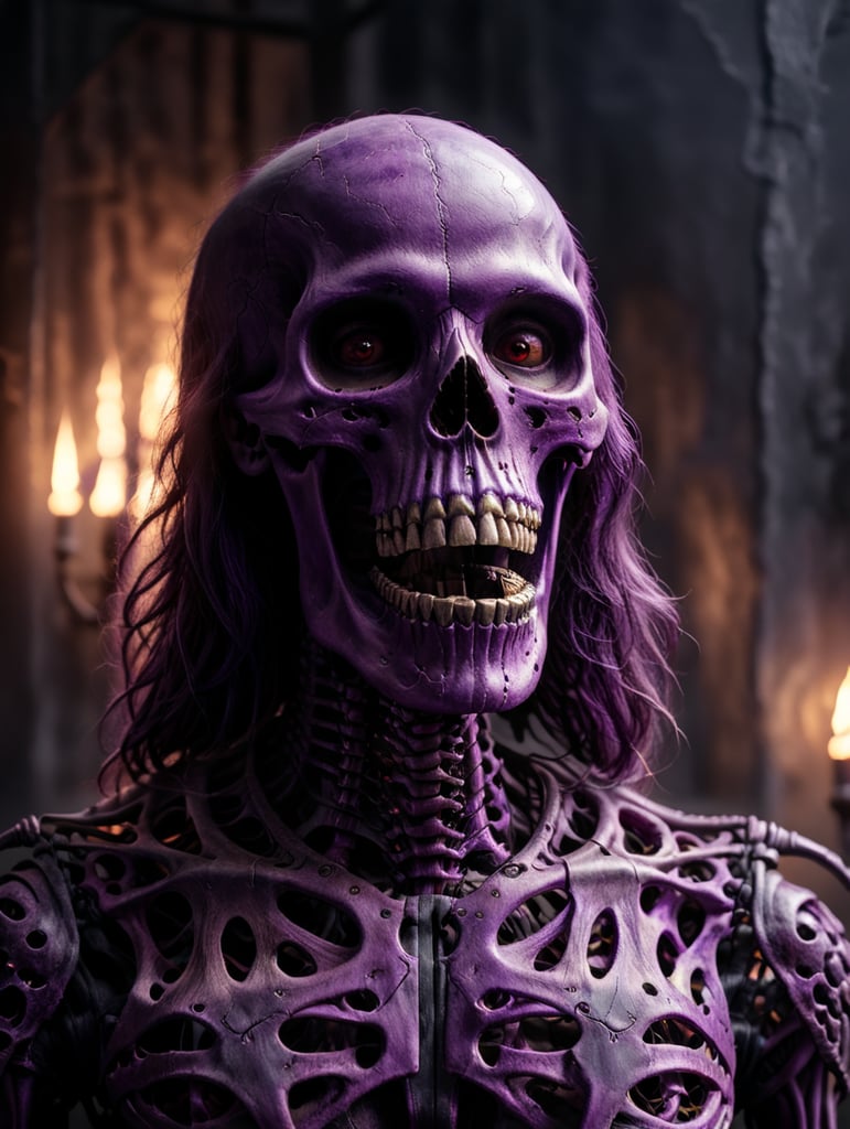 ((purple)) skeleton posing portrait