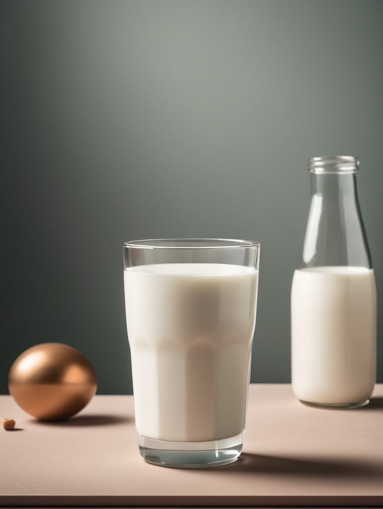 A mockup of a glass of milk.