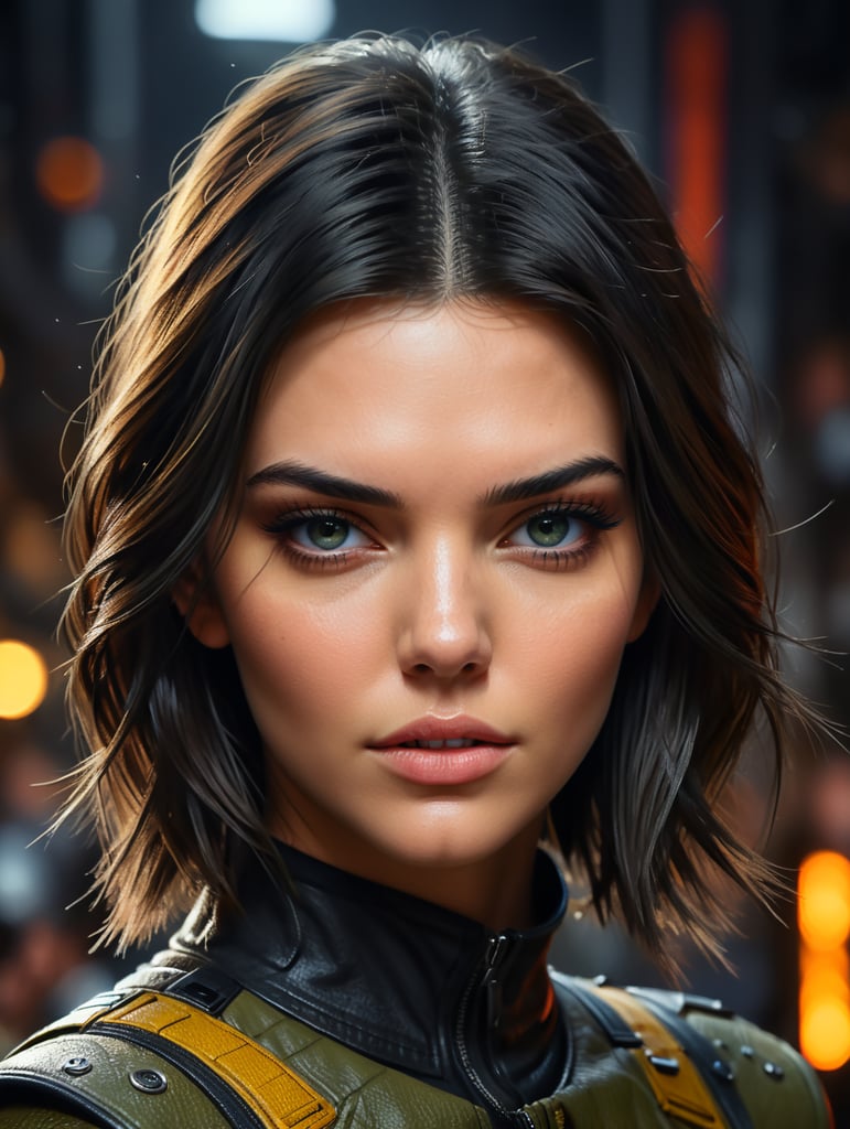 a eye level portrait of a Kendall Jenner