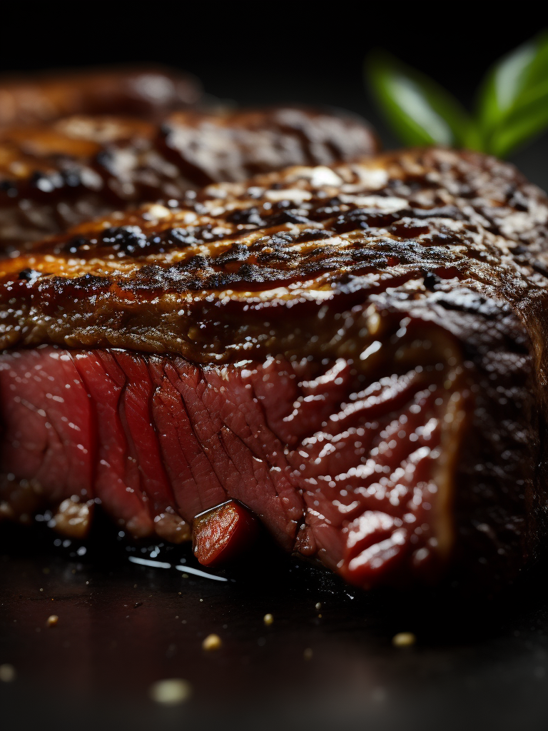 macro photography of a steak