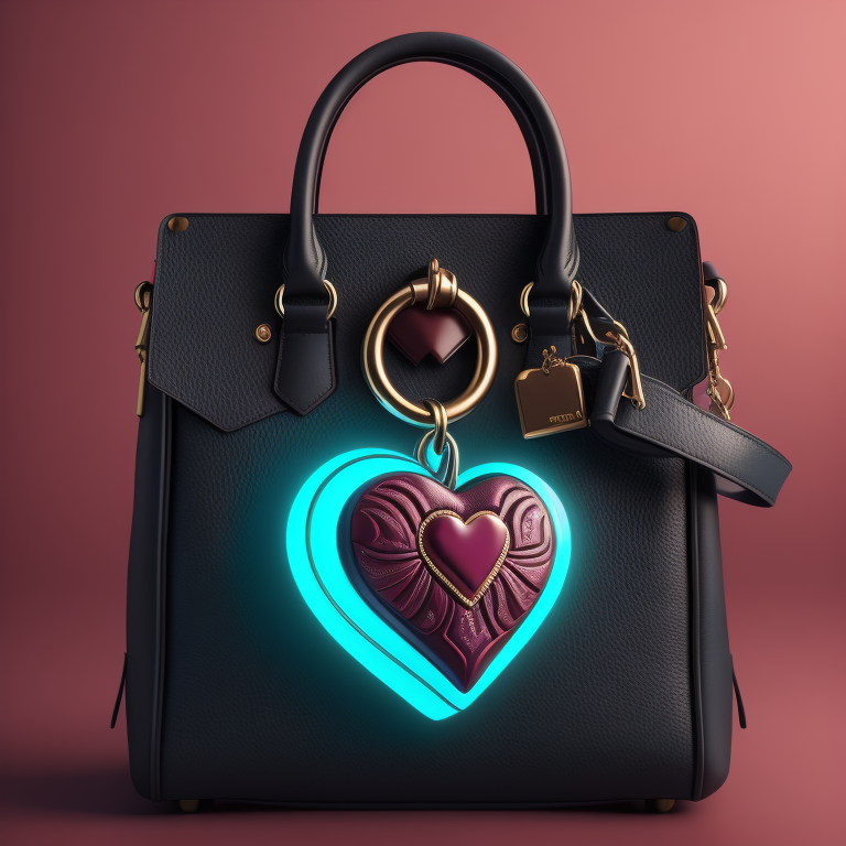 design women bag with magenta and blue colors and a heart lock