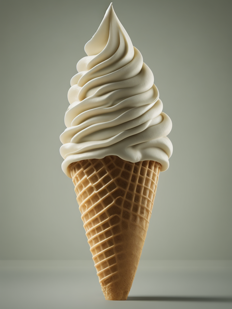 white ice cream cone on white background desaturated background, solid cone