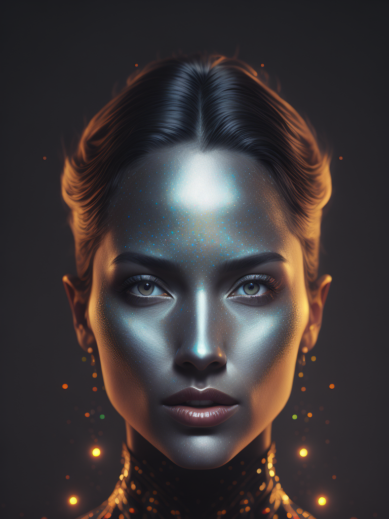 Mesmerizing Holographic face materials shimmer in motion, Photography in the style of Rankin