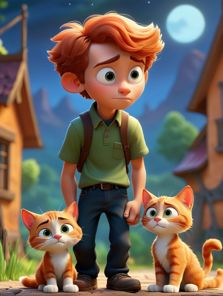 Рижий кіт і хлопчик