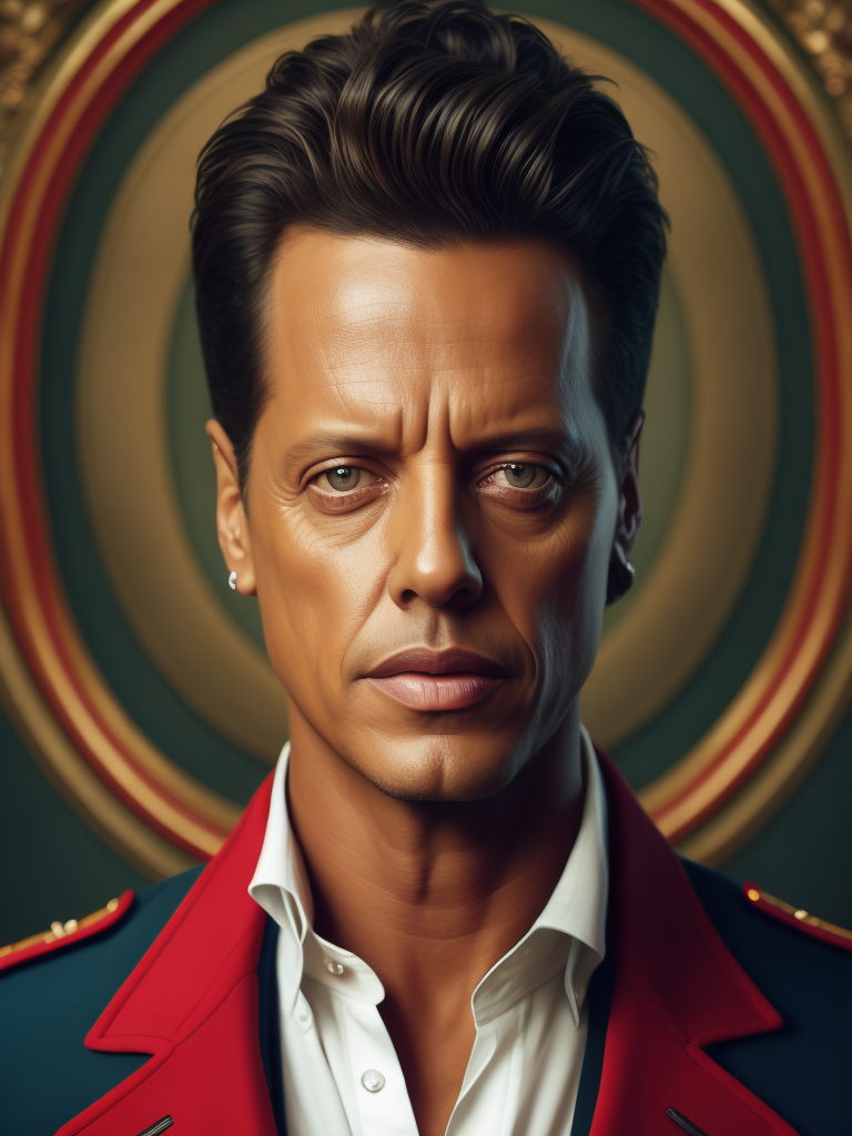 Portrait of Luis Miguel, incredibly high detail, saturated colors, vogue, dark green background, depth of field