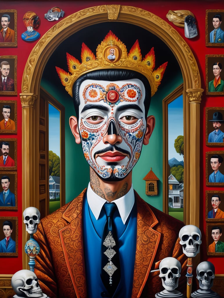 The man who took a debt for a house to death, style of Catherine Nolin, Painting, Acrylic, Oil, Portrait, Interior, USA