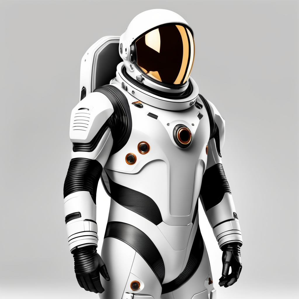 3d space suit on a white background with sharp edge, stand alone, clear, isolated on white background, center of the canvas