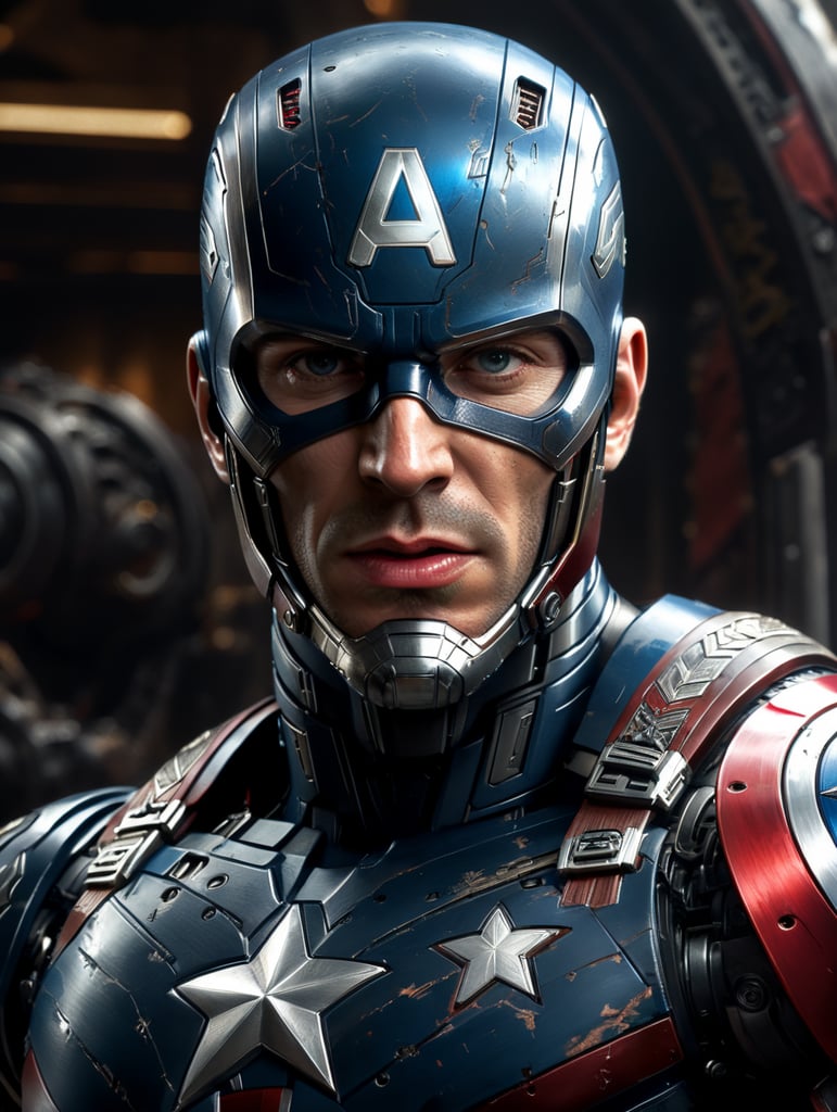 Captain America with the of the robot face